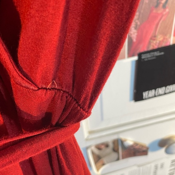 West Kei Long Faux Wrap Knit Dress in Deep Rust Orange XS-S - Picture 7 of 9